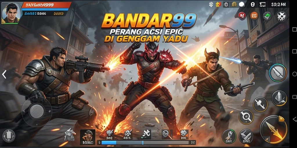 Screenshot gameplay BANDAR99 menunjukkan aksi pertempuran yang mendebarkan.