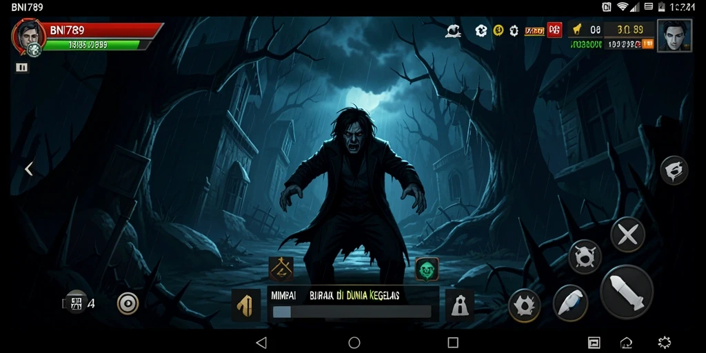 Screenshot gameplay BNI789 yang menampilkan suasana Horror yang mencekam.