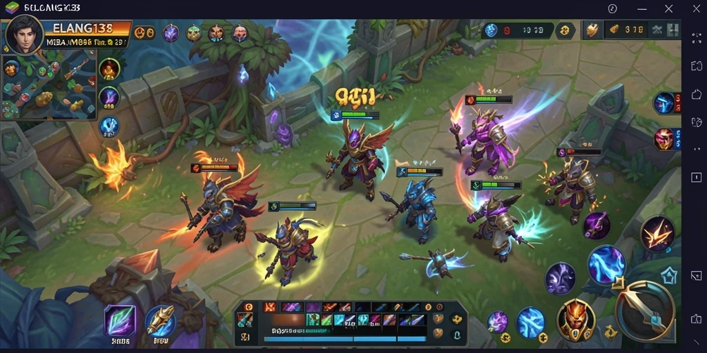Tampilan gameplay seru ELANG138 dengan aksi karakter MOBA.