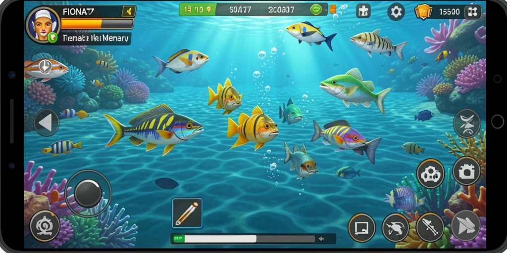 Screenshot gameplay FIONA77 menampilkan aksi menembak ikan yang seru.