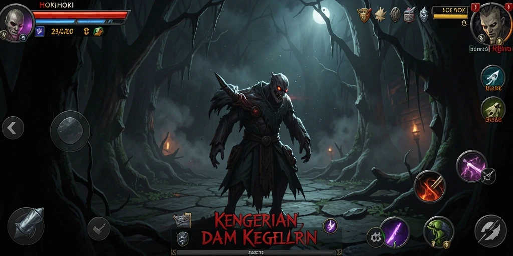 Screenshot HOKIHOKI menampilkan momen mencekam di tengah kegelapan.