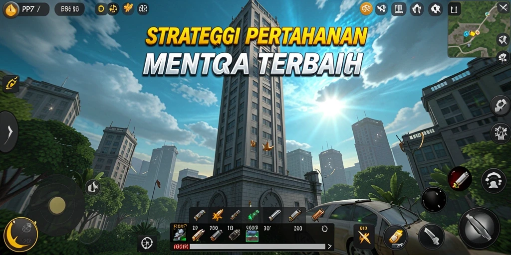 Tampilan gameplay PP7 menara dalam aksi Tower Defense yang menegangkan.