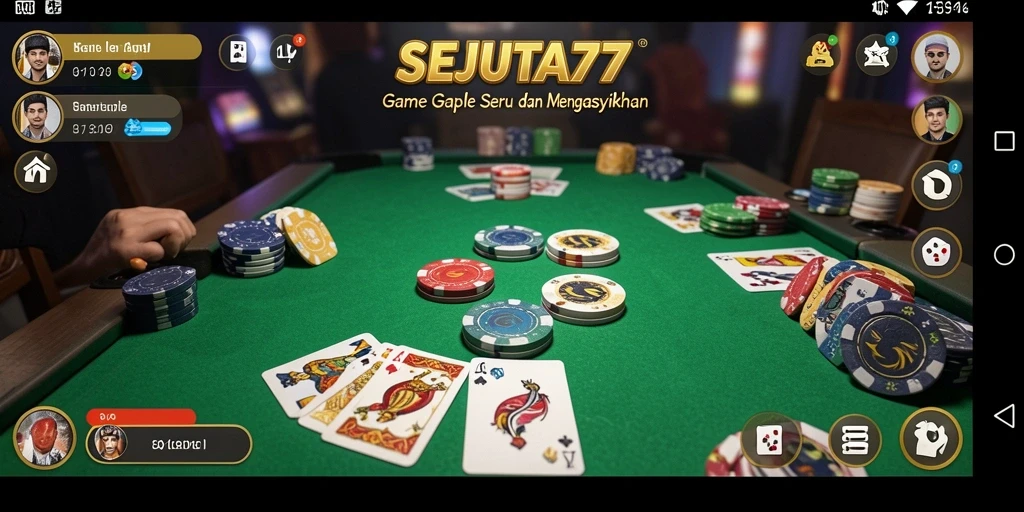 Screenshot gameplay SEJUTA77 dengan tampilan kartu Gaple yang menawan.