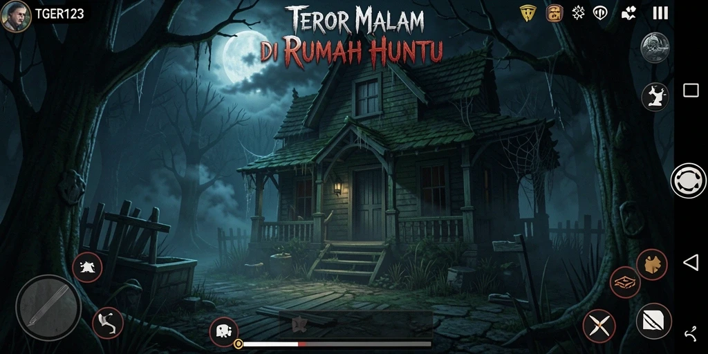 Gameplay TGER123 yang menegangkan dan mencekam di rumah berhantu.