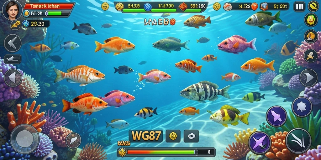 Tampilan gameplay seru dari permainan Tembak Ikan WG87.