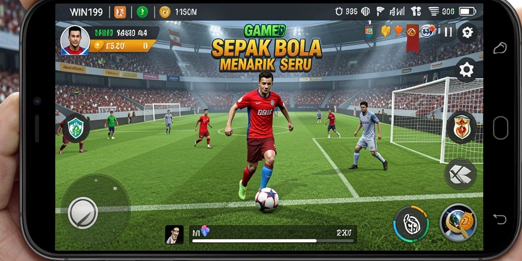 Tampilan menarik dari gameplay sepak bola yang mendebarkan.