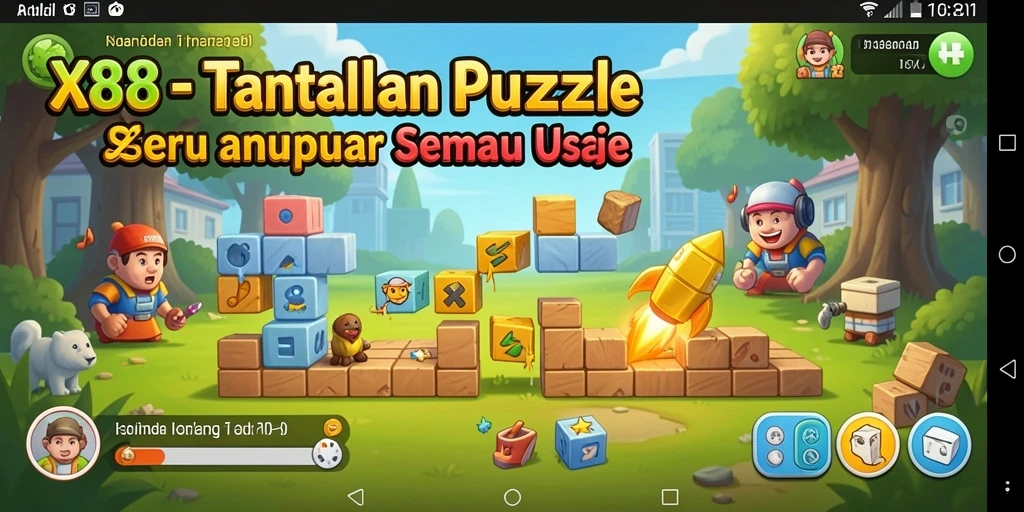 Tampilan utama gameplay X88 dengan teka-teki menarik.